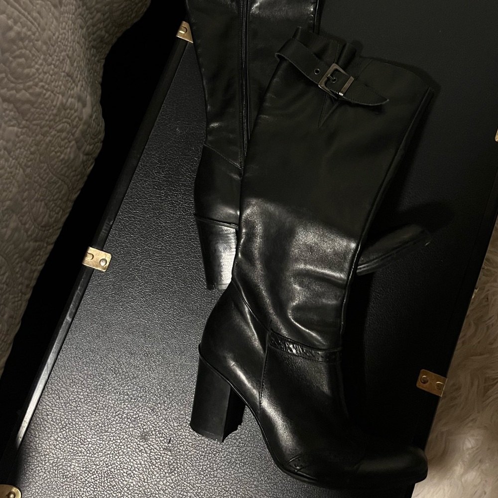 Black Italian Leather Heel Lumiani Boots
